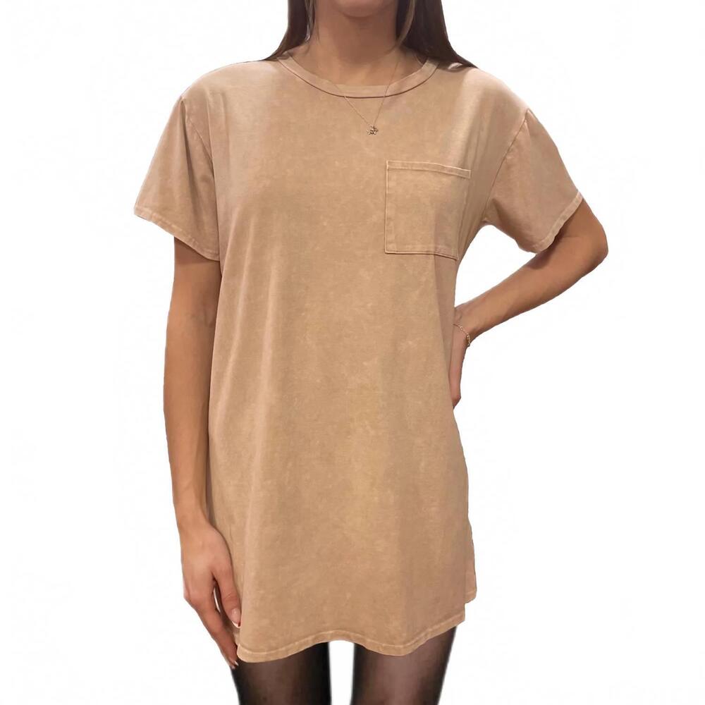 NEW WISHLIST women's kellie acid wash oversized tee in taupe